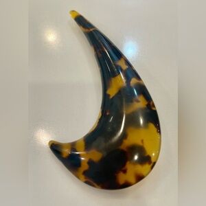 Large Vintage Faux Tortoise Shell Swoosh Pin Brooch